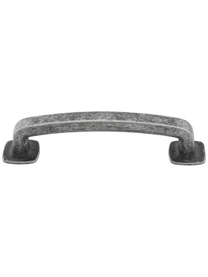 Belcastel Flat-Bottom Cabinet Pull - 3 3/4 inch Center-to-Center in Distressed Antique Silver.